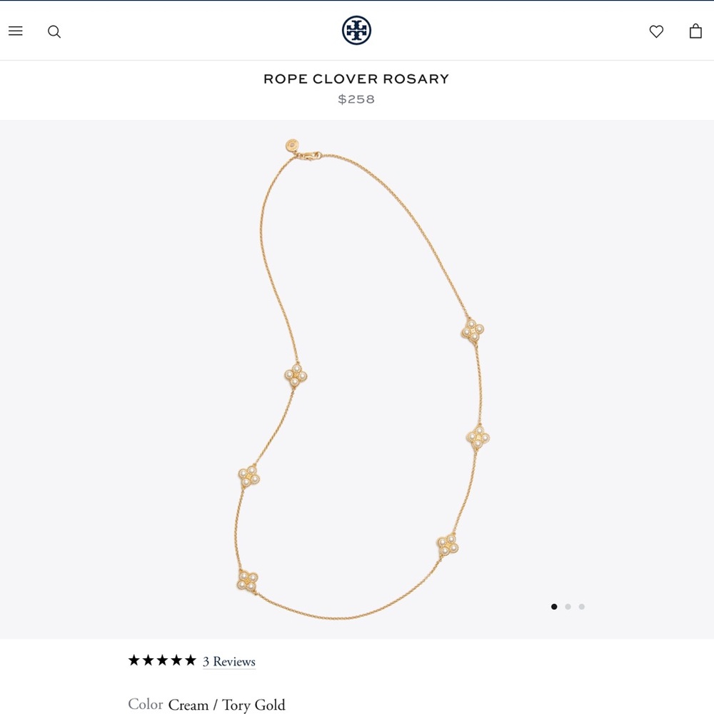 Tory Burch Rope Clover Rosary Pearl Necklace - Picture 7 of 8
